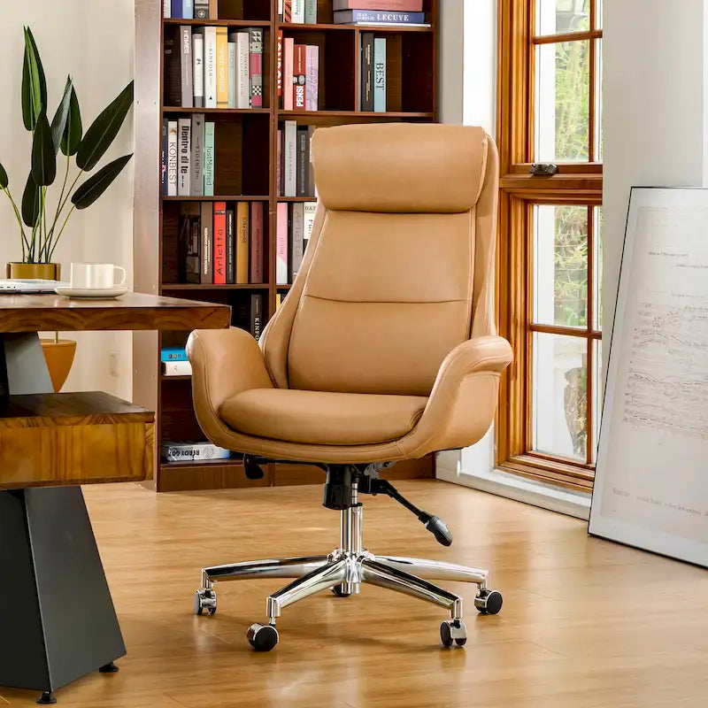 48 inch verstelbare draaibare bureaustoel in mid-century-stijl van imitatieleer