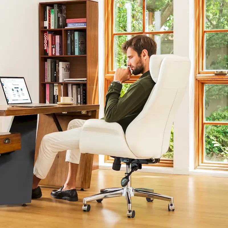 48 inch verstelbare draaibare bureaustoel in mid-century-stijl van imitatieleer