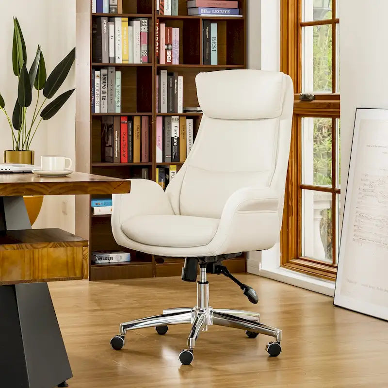 48 inch verstelbare draaibare bureaustoel in mid-century-stijl van imitatieleer