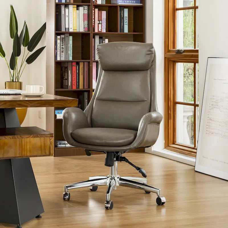 48 inch verstelbare draaibare bureaustoel in mid-century-stijl van imitatieleer
