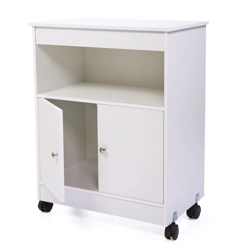 Mobiletto da cucina bianco con ruote, singolo