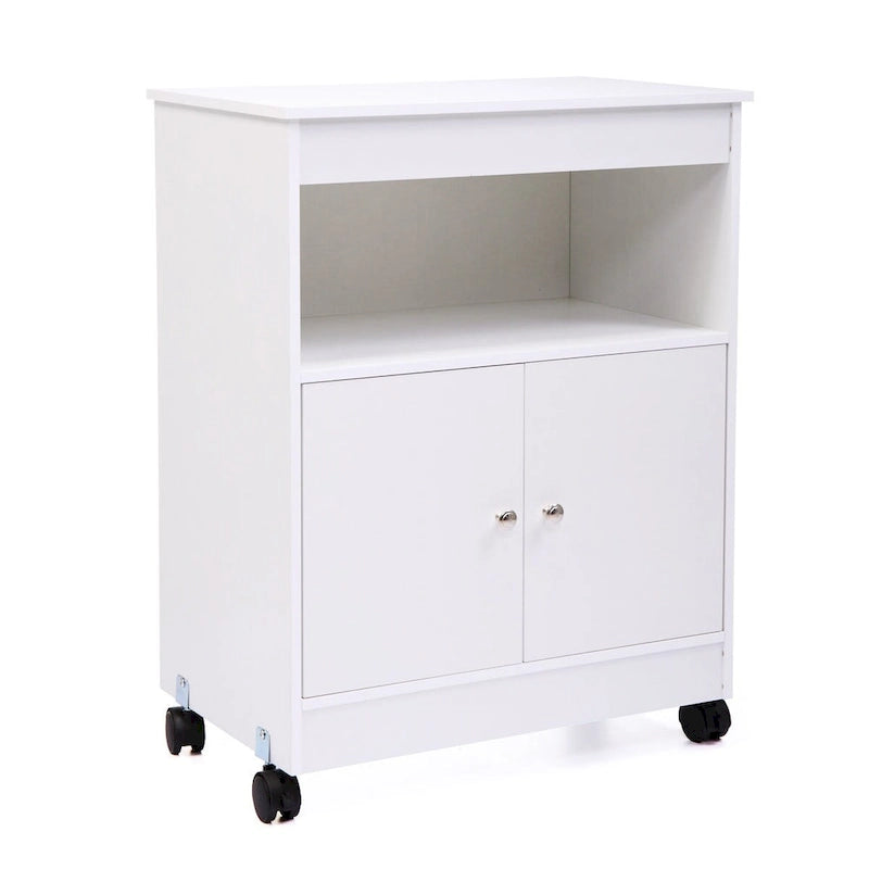 Mobiletto da cucina bianco con ruote, singolo