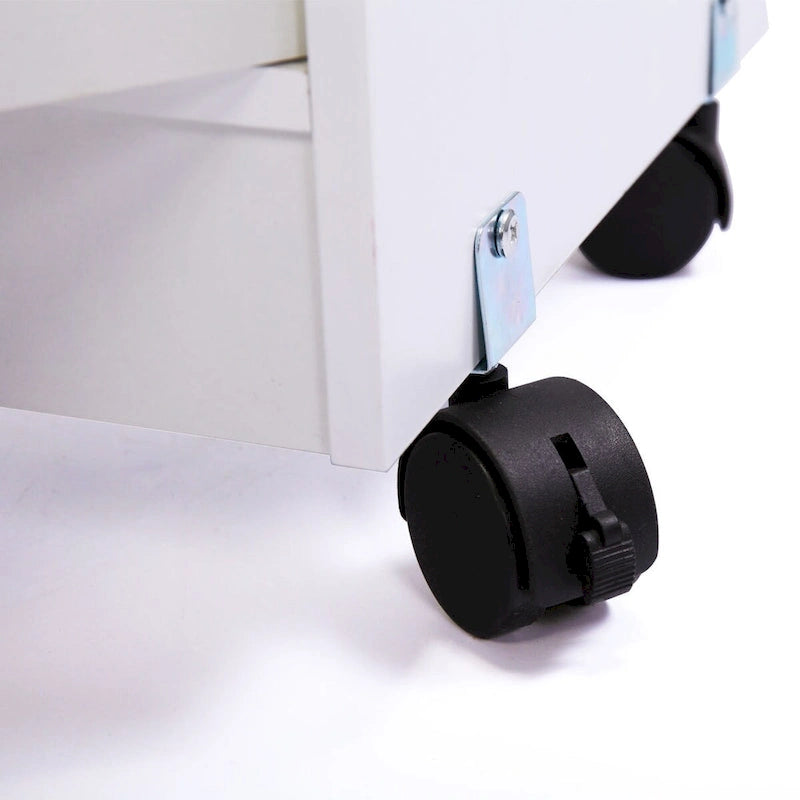 Mobiletto da cucina bianco con ruote, singolo