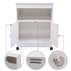 Mobiletto da cucina bianco con ruote, singolo