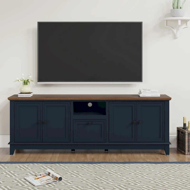 Rustikaler 72-Zoll-TV-Schrank mit verstellbaren Regalböden und verborgenem Stauraum