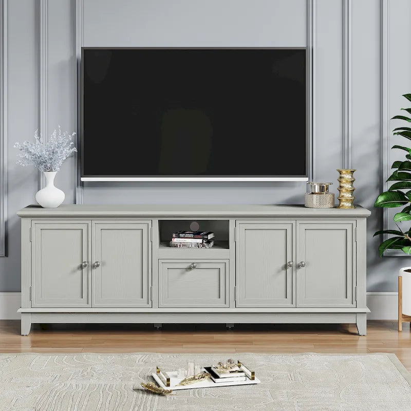 Rustikaler 72-Zoll-TV-Schrank mit verstellbaren Regalböden und verborgenem Stauraum