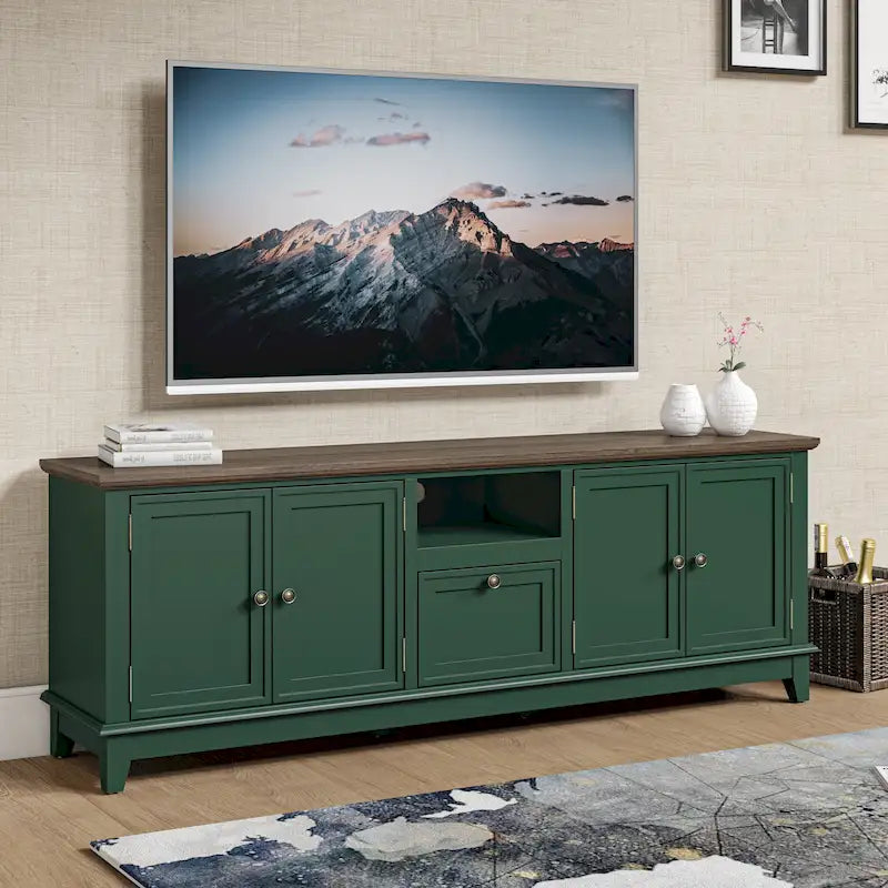 Rustikaler 72-Zoll-TV-Schrank mit verstellbaren Regalböden und verborgenem Stauraum