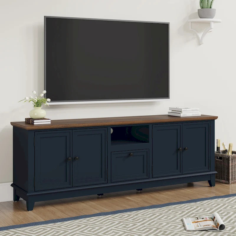 Rustikaler 72-Zoll-TV-Schrank mit verstellbaren Regalböden und verborgenem Stauraum
