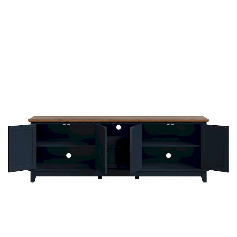 Rustikaler 72-Zoll-TV-Schrank mit verstellbaren Regalböden und verborgenem Stauraum