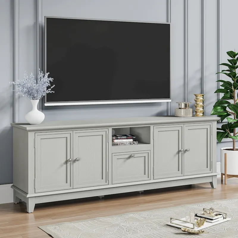 Rustikaler 72-Zoll-TV-Schrank mit verstellbaren Regalböden und verborgenem Stauraum