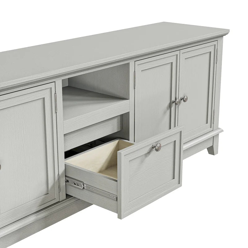Rustikaler 72-Zoll-TV-Schrank mit verstellbaren Regalböden und verborgenem Stauraum