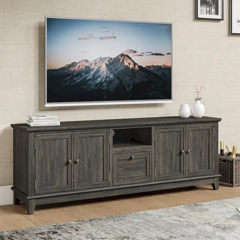 Rustikaler 72-Zoll-TV-Schrank mit verstellbaren Regalböden und verborgenem Stauraum