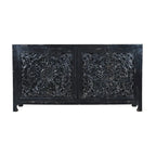 Credenza a 4 ante intagliata a mano nera