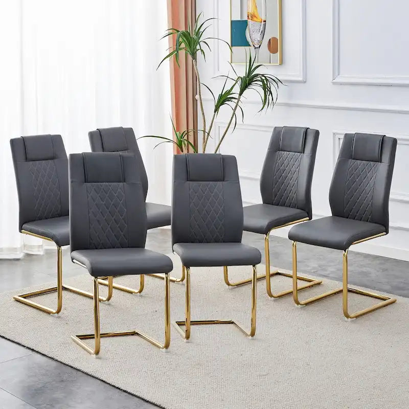 Sedie da pranzo moderne grigio/nero/bianco, set da 6, seduta in similpelle