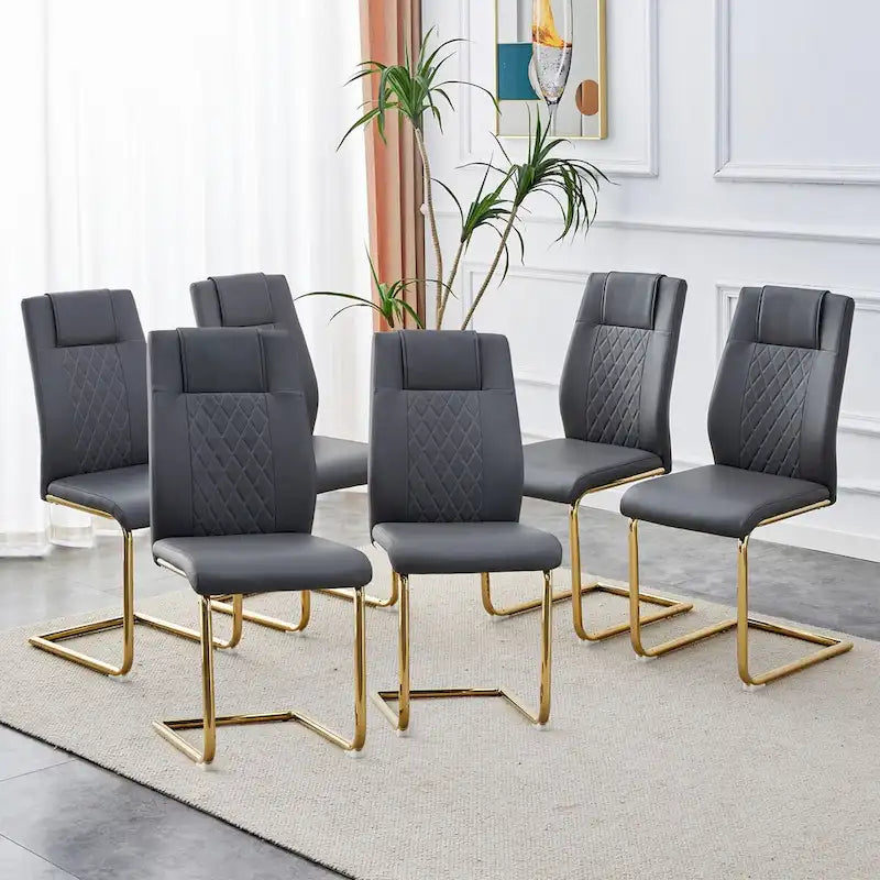 Sedie da pranzo moderne grigio/nero/bianco, set da 6, seduta in similpelle