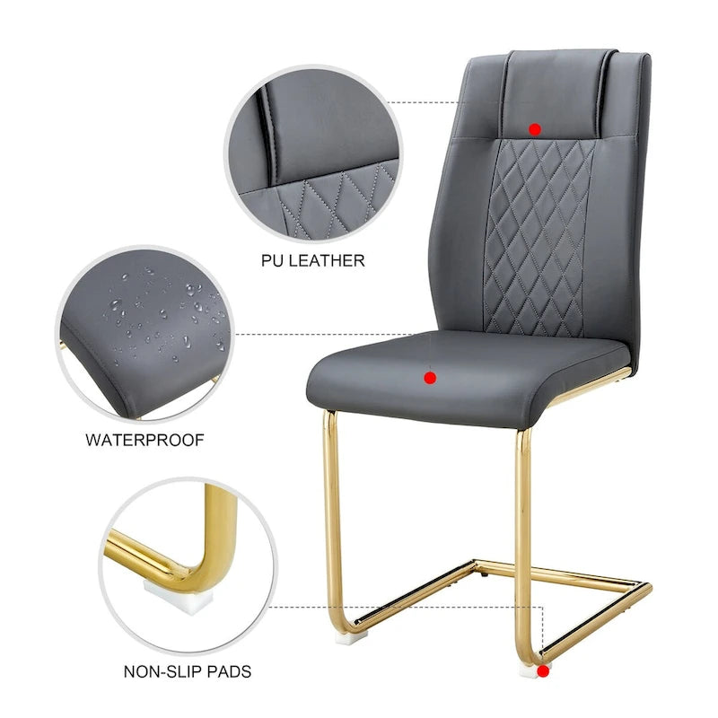 Sedie da pranzo moderne grigio/nero/bianco, set da 6, seduta in similpelle