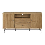 Credenza/Buffet curvo laterale marrone chiaro/bianco con ante a serrandina scorrevoli