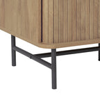 Credenza/Buffet curvo laterale marrone chiaro/bianco con ante a serrandina scorrevoli
