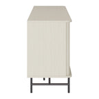 Credenza/Buffet curvo laterale marrone chiaro/bianco con ante a serrandina scorrevoli