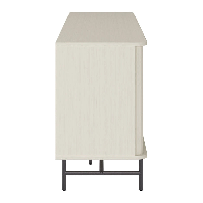 Credenza/Buffet curvo laterale marrone chiaro/bianco con ante a serrandina scorrevoli