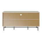 Credenza/Buffet curvo laterale marrone chiaro/bianco con ante a serrandina scorrevoli