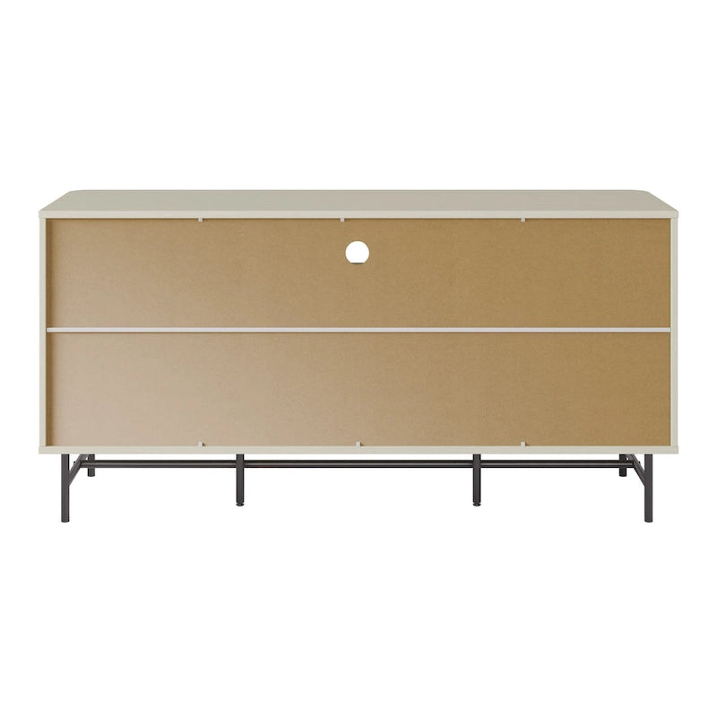 Credenza/Buffet curvo laterale marrone chiaro/bianco con ante a serrandina scorrevoli