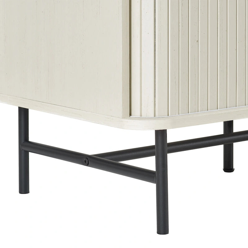 Credenza/Buffet curvo laterale marrone chiaro/bianco con ante a serrandina scorrevoli