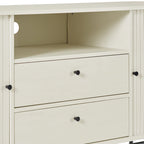 Credenza/Buffet curvo laterale marrone chiaro/bianco con ante a serrandina scorrevoli