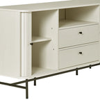 Credenza/Buffet curvo laterale marrone chiaro/bianco con ante a serrandina scorrevoli