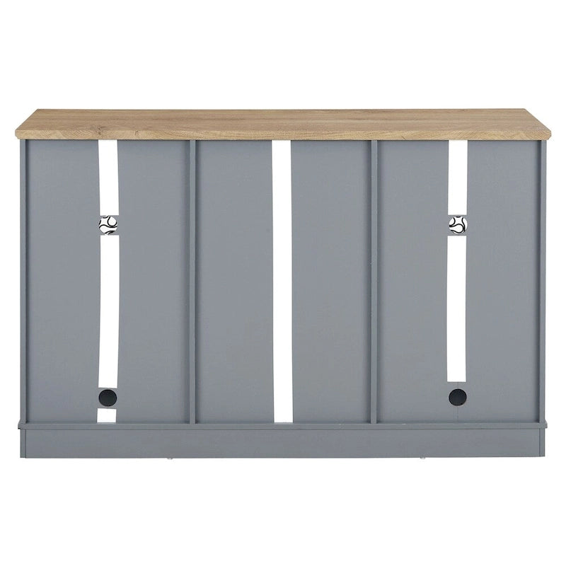 Credenza a Buffet Azzurra, 2 Ante con Cassetti e Portabottiglie, Unico Blocco