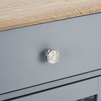 Credenza a Buffet Azzurra, 2 Ante con Cassetti e Portabottiglie, Unico Blocco