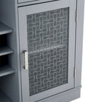 Credenza a Buffet Azzurra, 2 Ante con Cassetti e Portabottiglie, Unico Blocco