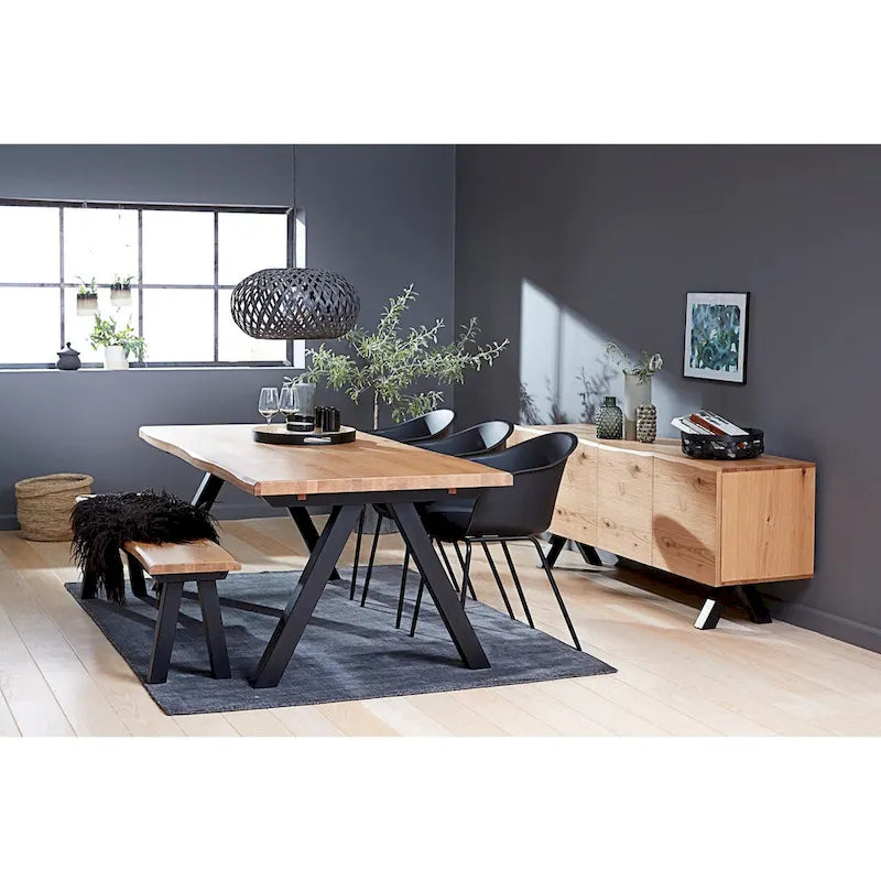 Tavolo da pranzo Wild Oak/Black Wavy Edge, 6-8 posti
