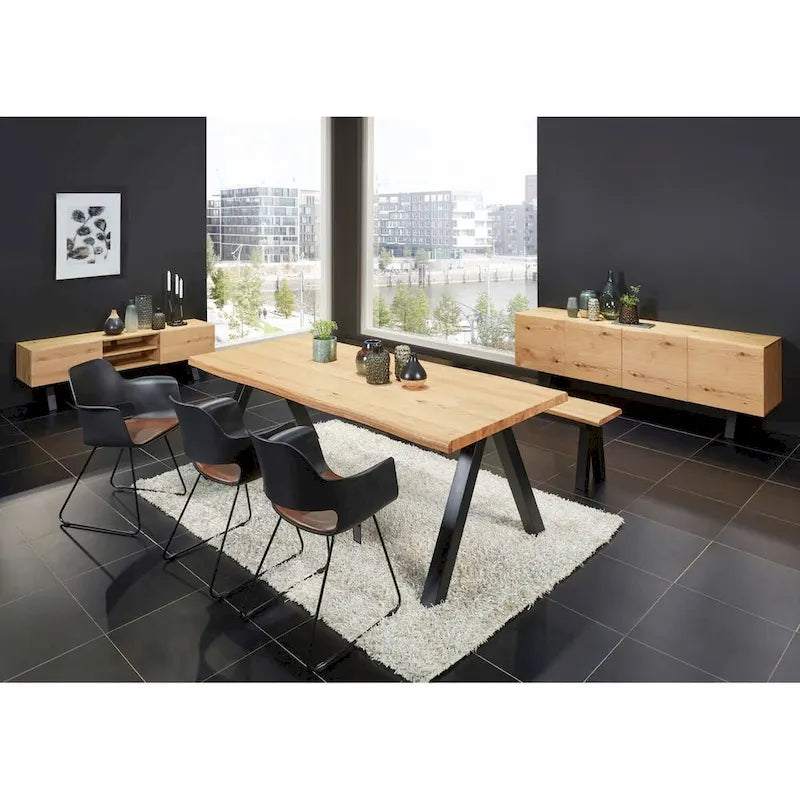 Tavolo da pranzo Wild Oak/Black Wavy Edge, 6-8 posti