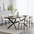 Sedia da pranzo in tessuto Teddy bianco/nero, set da 4, gambe in metallo
