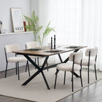 Sedia da pranzo in tessuto Teddy bianco/nero, set da 4, gambe in metallo