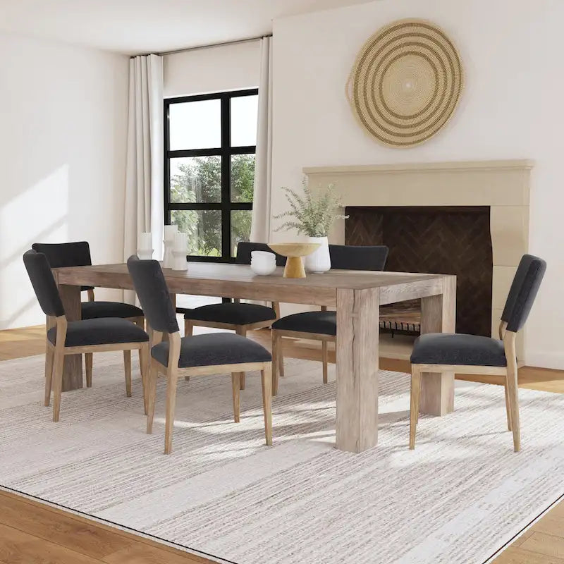 Sedia da pranzo imbottita Sabbia/Beige e a righe Blu/Grigio, set da 2