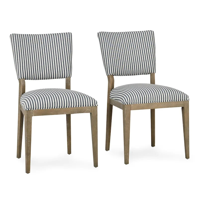 Sedia da pranzo imbottita Sabbia/Beige e a righe Blu/Grigio, set da 2