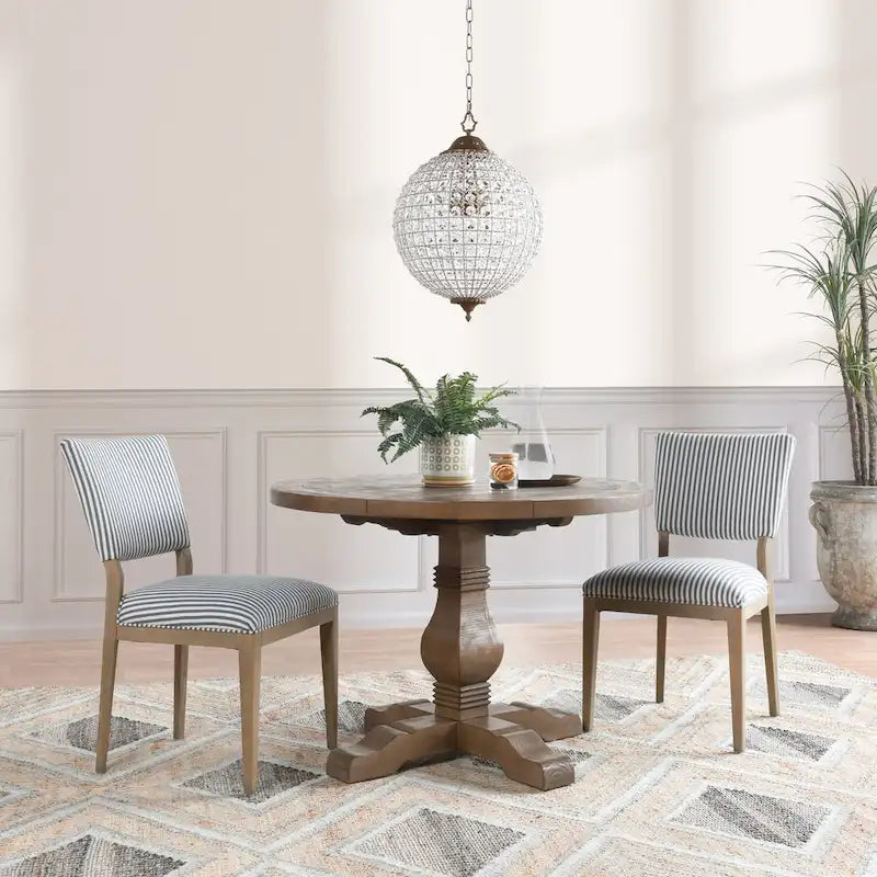 Sedia da pranzo imbottita Sabbia/Beige e a righe Blu/Grigio, set da 2