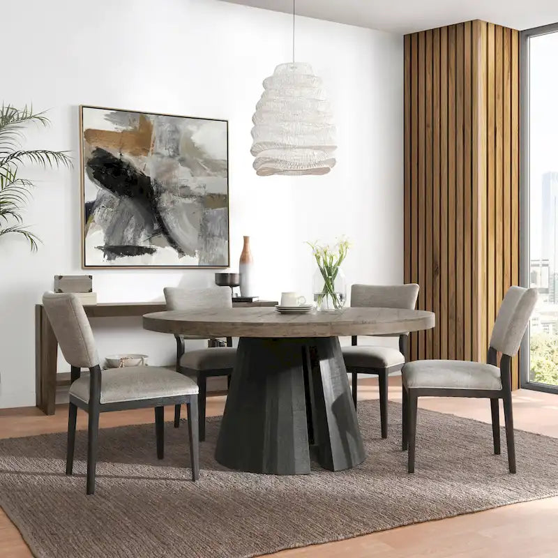 Sedia da pranzo imbottita Sabbia/Beige e a righe Blu/Grigio, set da 2