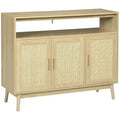 Credenza in legno naturale in stile Bohemien e Rattan