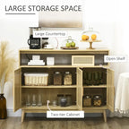 Credenza in legno naturale in stile Bohemien e Rattan