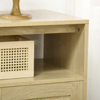 Credenza in legno naturale in stile Bohemien e Rattan
