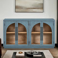 Credenza retrò blu navy/nera a 4 ante con ripiani regolabili