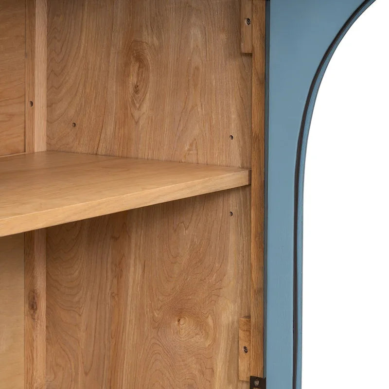 Credenza retrò blu navy/nera a 4 ante con ripiani regolabili