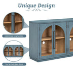Credenza retrò blu navy/nera a 4 ante con ripiani regolabili