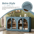 Credenza retrò blu navy/nera a 4 ante con ripiani regolabili