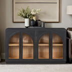 Credenza retrò blu navy/nera a 4 ante con ripiani regolabili