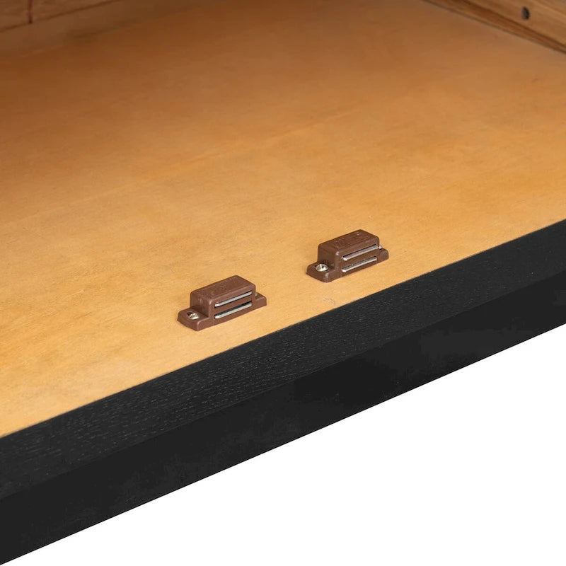 Credenza retrò blu navy/nera a 4 ante con ripiani regolabili