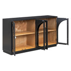 Credenza retrò blu navy/nera a 4 ante con ripiani regolabili